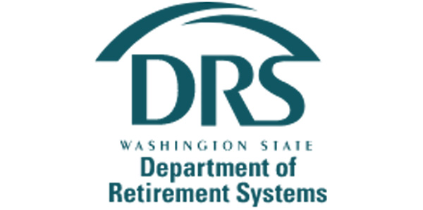 Logo of the Spokane transit department of retirement systems, featuring the acronym "DRS" under a stylized arch in teal and gray colors.