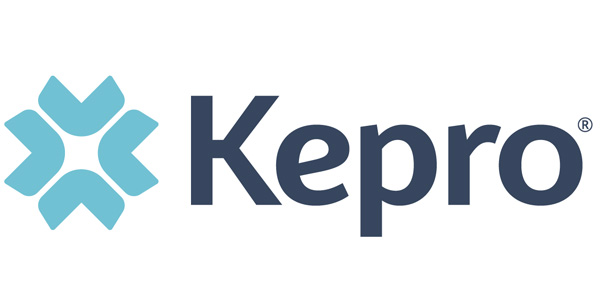 Logo of Kepro featuring a stylized blue asterisk-like symbol to the left of the word "Kepro" in bold, dark blue letters, with a registered trademark symbol, customized for