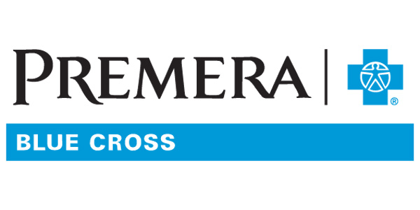 The logo of Premera Blue Cross, featuring the word "Premera" in black capital letters next to a blue square with a white cross and triangle design, is used by Spokane Transit.