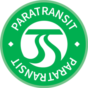 A green circular logo features a white abstract design in the center with "STA Paratransit Fare" inscribed in uppercase letters, curving along the top and bottom of the circle.
