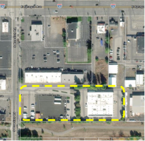Map of Fleck site with a yellow dotted line surrounding the entire property. 