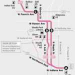 Map showing the snow detour for Route 223