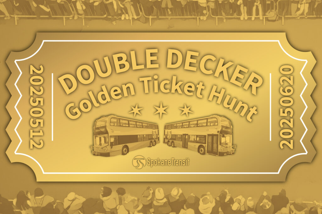 STA bus Double Decker Golden Ticket Hunt gold ticket graphic with two double-decker buses and dates 20230512 and 20250620.