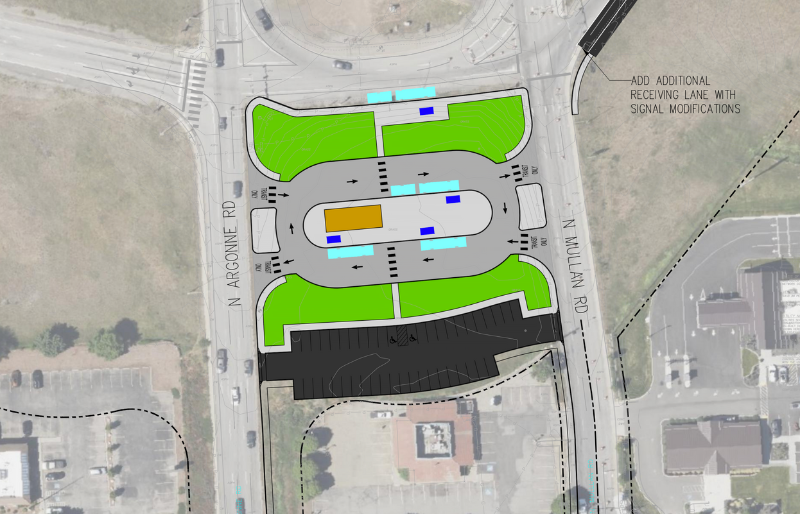 Aerial view of design of Argonne Station.