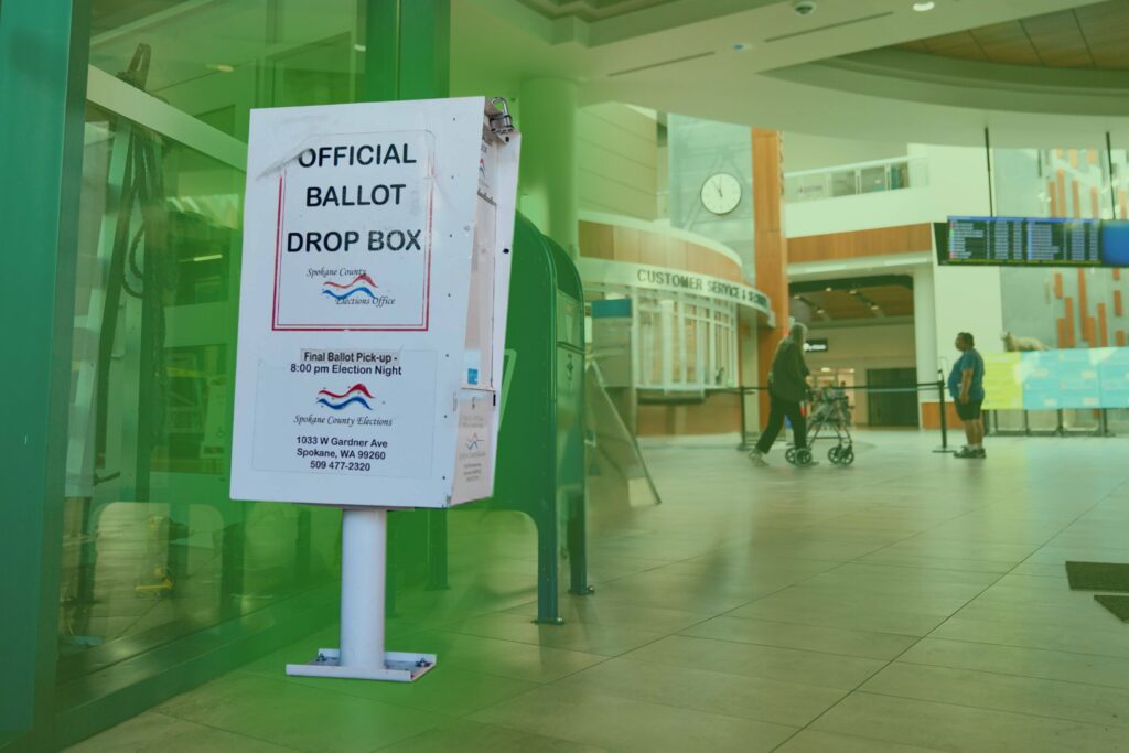 Official Ballot Drop Box inside STA Plaza.