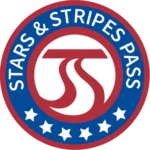 Stars & Stripes Pass logo with stylized "S" and "T" and five white stars at the bottom.